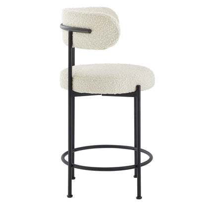 Modway - Albie Boucle Fabric Counter Stools Set of 2 by Modway  Bar and Dining Bar and Counter Stools White - EEI-6518-IVO-BLK