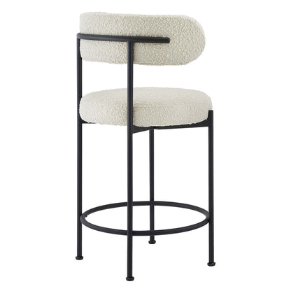 Modway - Albie Boucle Fabric Counter Stools Set of 2 by Modway  Bar and Dining Bar and Counter Stools White - EEI-6518-IVO-BLK