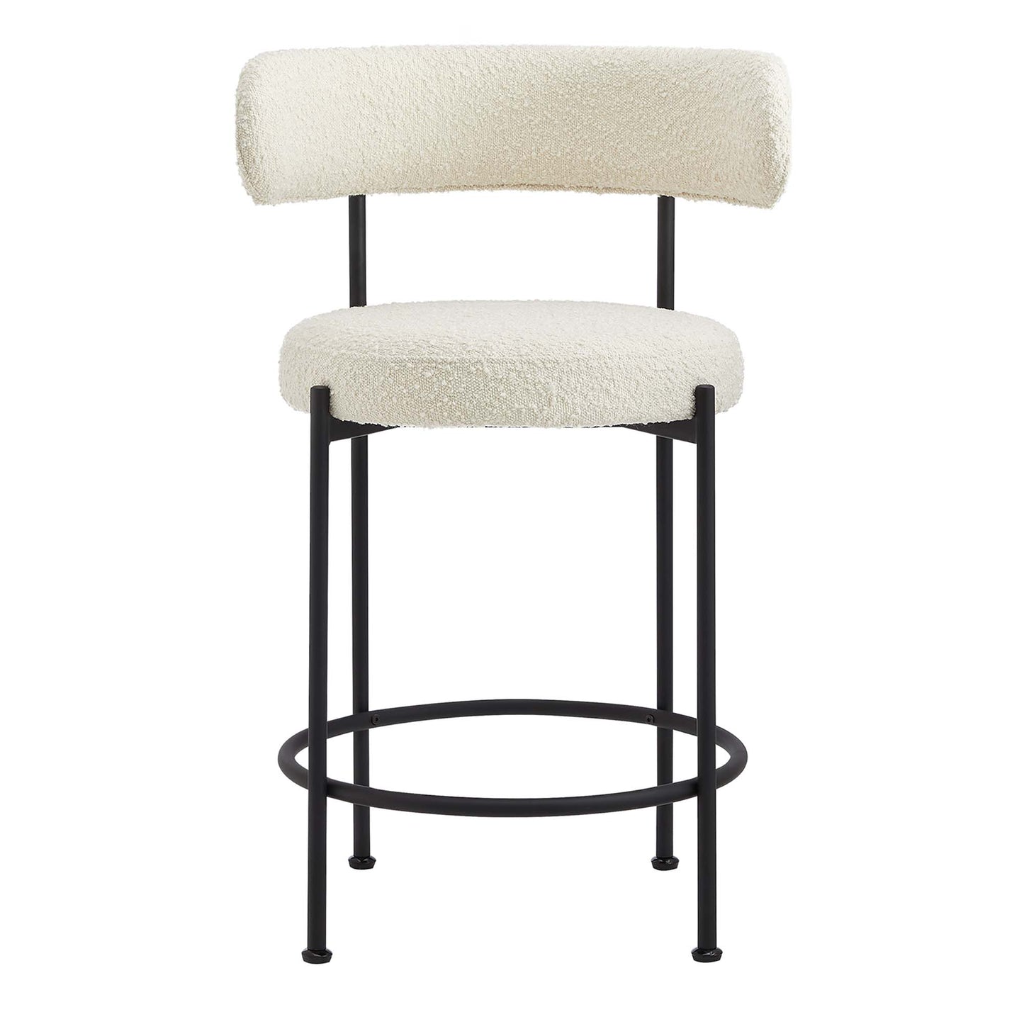 Modway - Albie Boucle Fabric Counter Stools Set of 2 by Modway  Bar and Dining Bar and Counter Stools White - EEI-6518-IVO-BLK