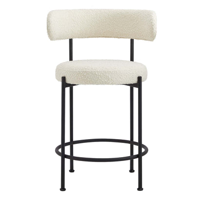 Modway - Albie Boucle Fabric Counter Stools Set of 2 by Modway  Bar and Dining Bar and Counter Stools White - EEI-6518-IVO-BLK