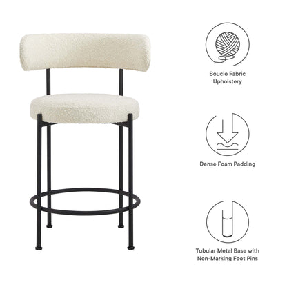 Modway - Albie Boucle Fabric Counter Stools Set of 2 by Modway  Bar and Dining Bar and Counter Stools White - EEI-6518-IVO-BLK
