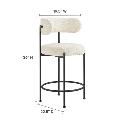 Modway - Albie Boucle Fabric Counter Stools Set of 2 by Modway  Bar and Dining Bar and Counter Stools White - EEI-6518-IVO-BLK