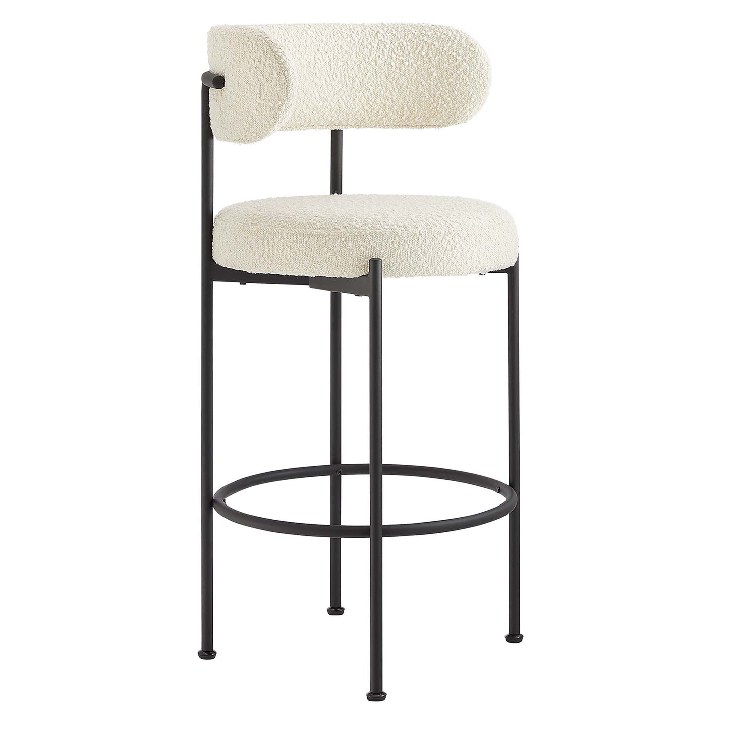 Modway - Albie Boucle Fabric Bar Stools Set of 2 by Modway  Bar and Dining Bar and Counter Stools White - EEI-6520-IVO-BLK