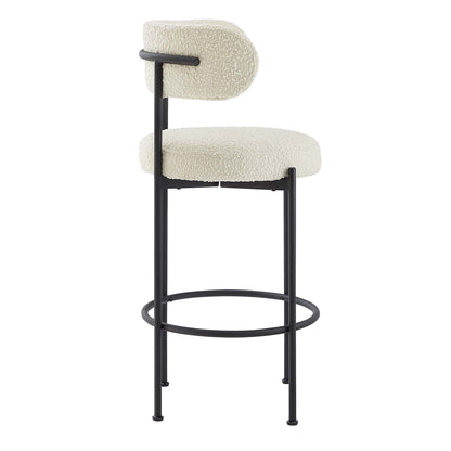 Modway - Albie Boucle Fabric Bar Stools Set of 2 by Modway  Bar and Dining Bar and Counter Stools White - EEI-6520-IVO-BLK