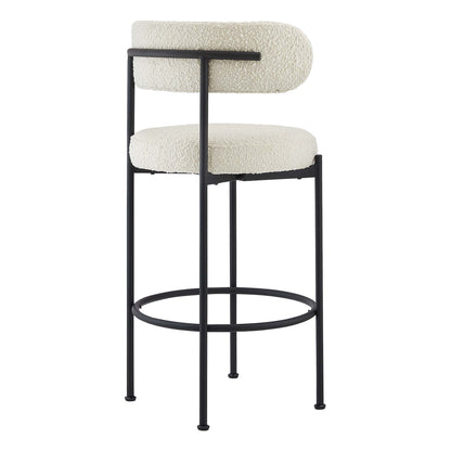 Modway - Albie Boucle Fabric Bar Stools Set of 2 by Modway  Bar and Dining Bar and Counter Stools White - EEI-6520-IVO-BLK