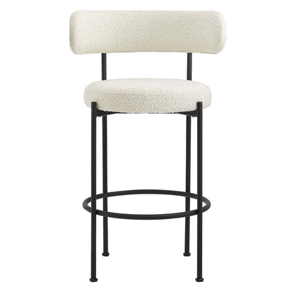 Modway - Albie Boucle Fabric Bar Stools Set of 2 by Modway  Bar and Dining Bar and Counter Stools White - EEI-6520-IVO-BLK
