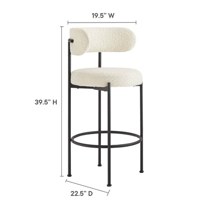 Modway - Albie Boucle Fabric Bar Stools Set of 2 by Modway  Bar and Dining Bar and Counter Stools White - EEI-6520-IVO-BLK