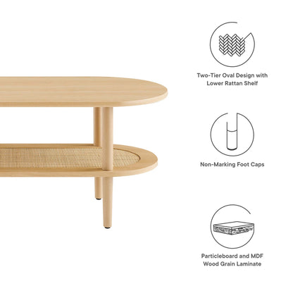Modway - Torus Oval Coffee Table by Modway  Living Room Tables Brown - EEI-6526-OAK