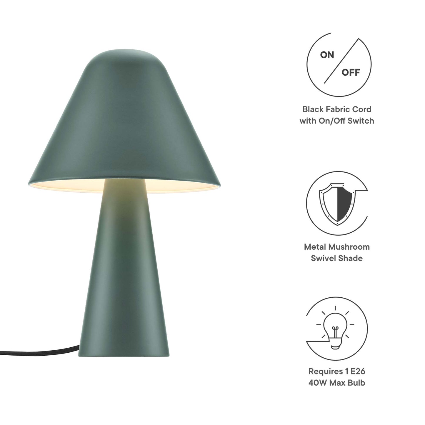 Modway Outlet Jovial Metal Mushroom Table Lamp by Modway  Lighting Lighting Green - EEI-6529-GRN