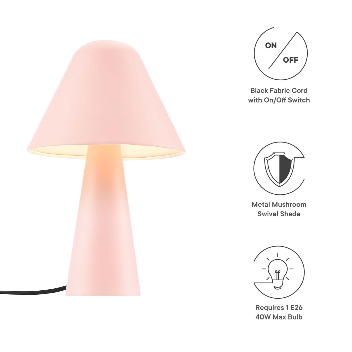Modway Outlet Jovial Metal Mushroom Table Lamp by Modway  Lighting Lighting Pink - EEI-6529-PNK