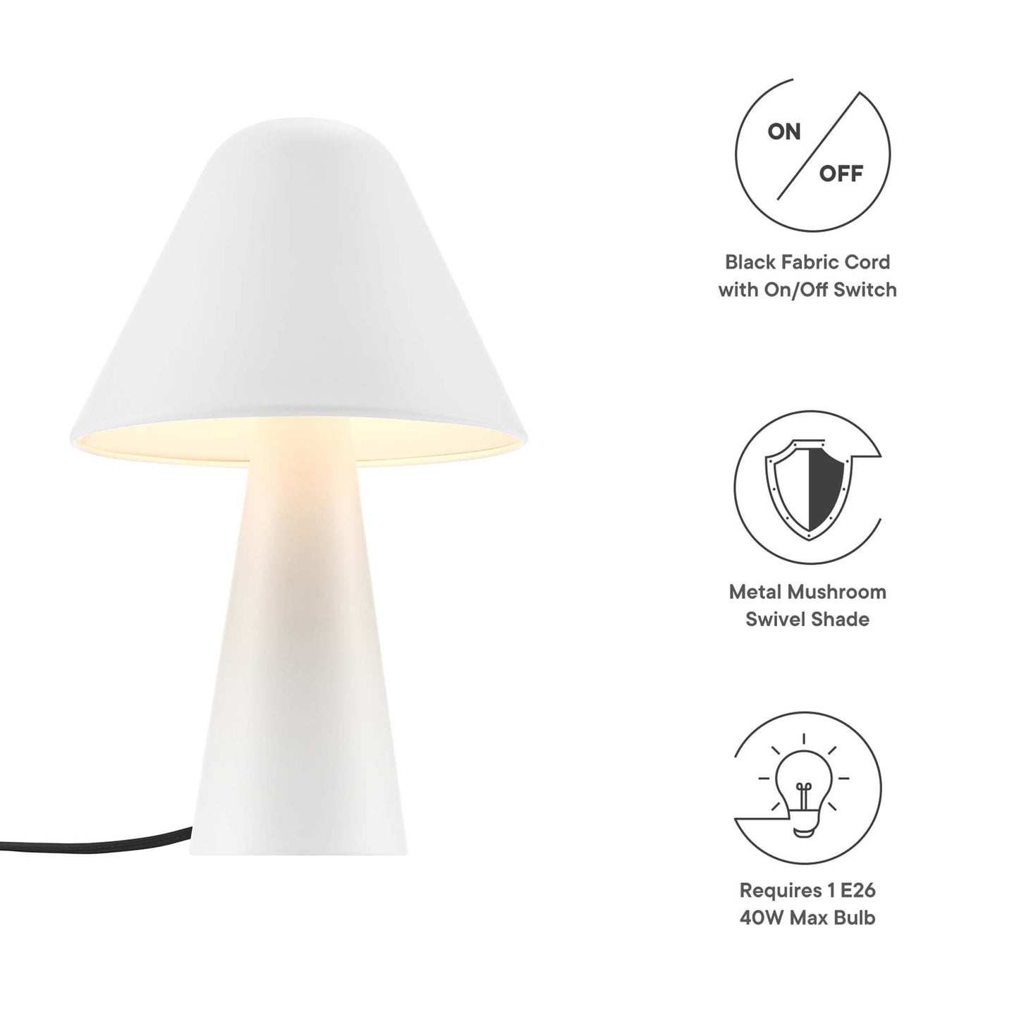 Modway Outlet Jovial Metal Mushroom Table Lamp by Modway  Lighting Lighting White - EEI-6529-WHI