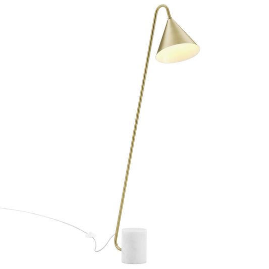 Modway Outlet Ayla Marble Base Floor Lamp by Modway  Lighting Lighting Satin Brass - EEI-6531-SBR