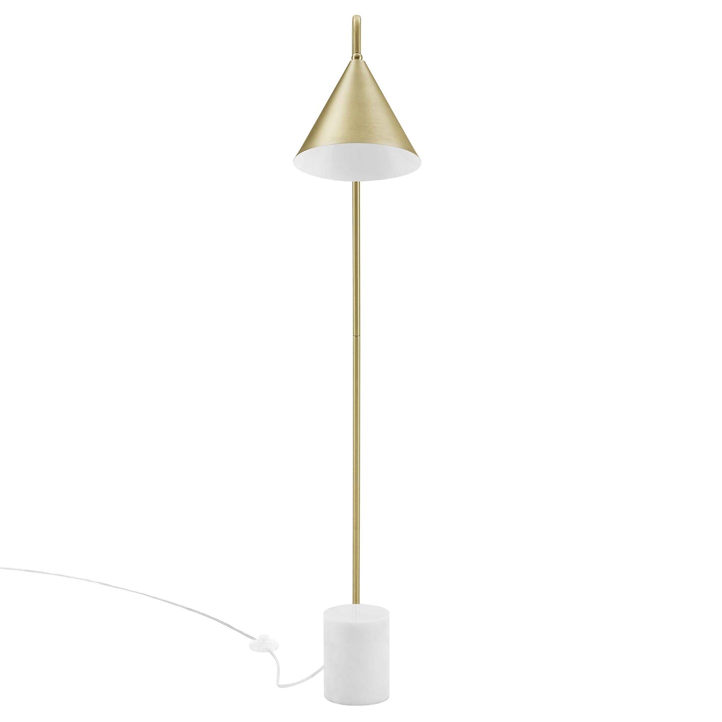 Modway Outlet Ayla Marble Base Floor Lamp by Modway  Lighting Lighting Satin Brass - EEI-6531-SBR