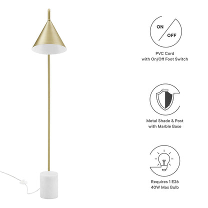 Modway Outlet Ayla Marble Base Floor Lamp by Modway  Lighting Lighting Satin Brass - EEI-6531-SBR