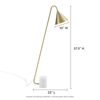Modway Outlet Ayla Marble Base Floor Lamp by Modway  Lighting Lighting Satin Brass - EEI-6531-SBR