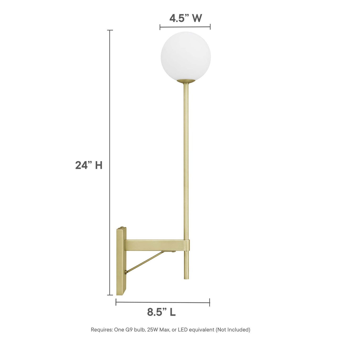 Modway Outlet Riva White Globe Wall Sconce by Modway  Lighting Lighting Satin Brass - EEI-6533-SBR