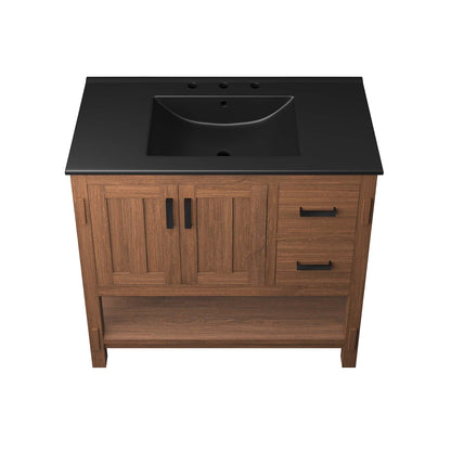 Modway - Ashlyn 36? Wood Bathroom Vanity by Modway  Bathroom Vanities Black - EEI-6535-WAL-BLK