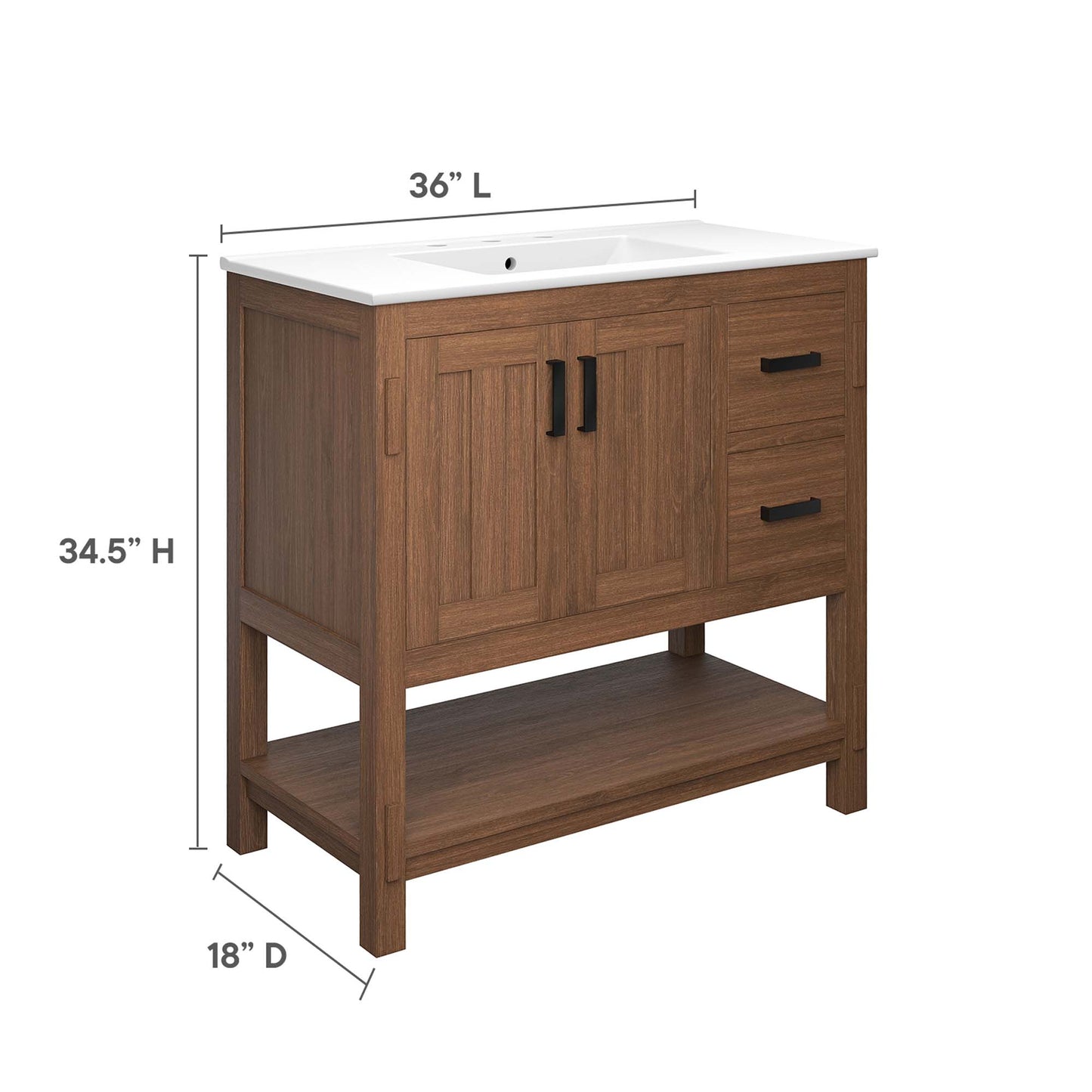 Modway - Ashlyn 36? Wood Bathroom Vanity by Modway  Bathroom Vanities White - EEI-6535-WAL-WHI