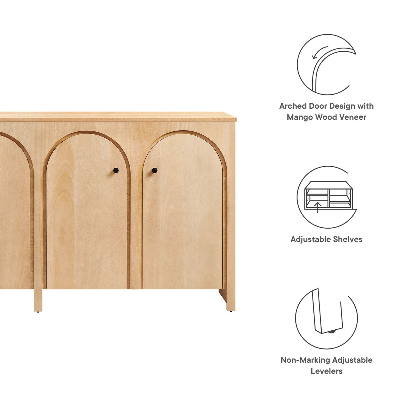 Modway - Appia Wood Grain 4-Door Sideboard Storage Cabinet by Modway  Living Room  Brown - EEI-6538-OAK