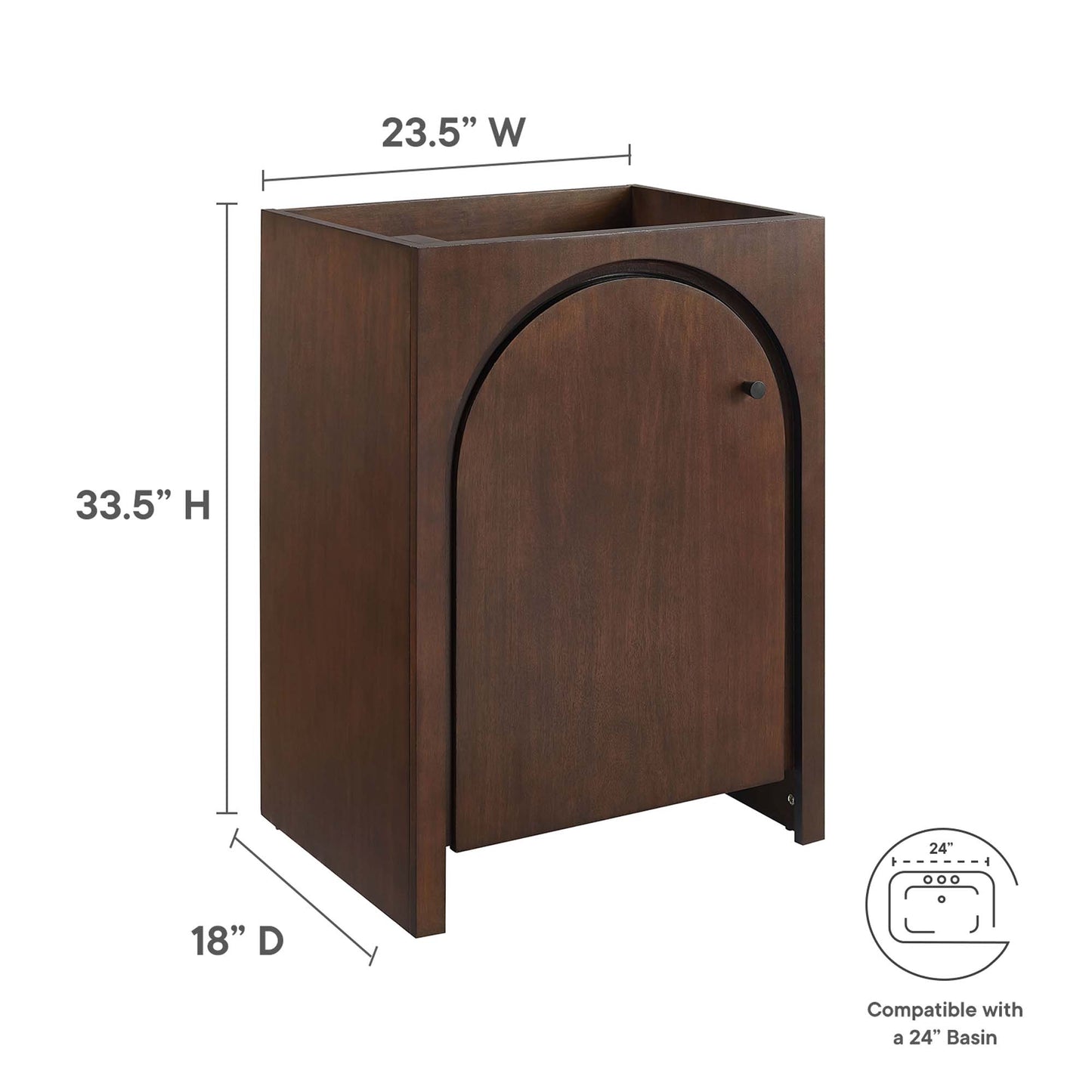 Modway - Appia 24" Bathroom Vanity Cabinet (Sink Basin Not Included) by Modway  Bathroom Vanities Brown - EEI-6539-WAL