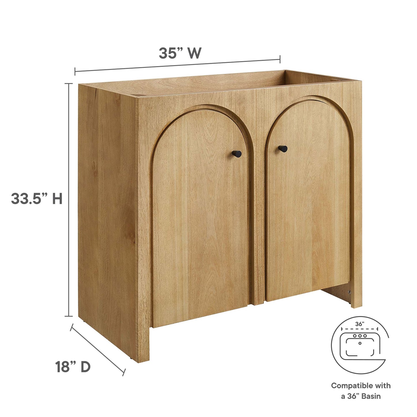 Modway - Appia 36" Bathroom Vanity Cabinet (Sink Basin Not Included) by Modway  Bathroom Vanities Brown - EEI-6540-OAK