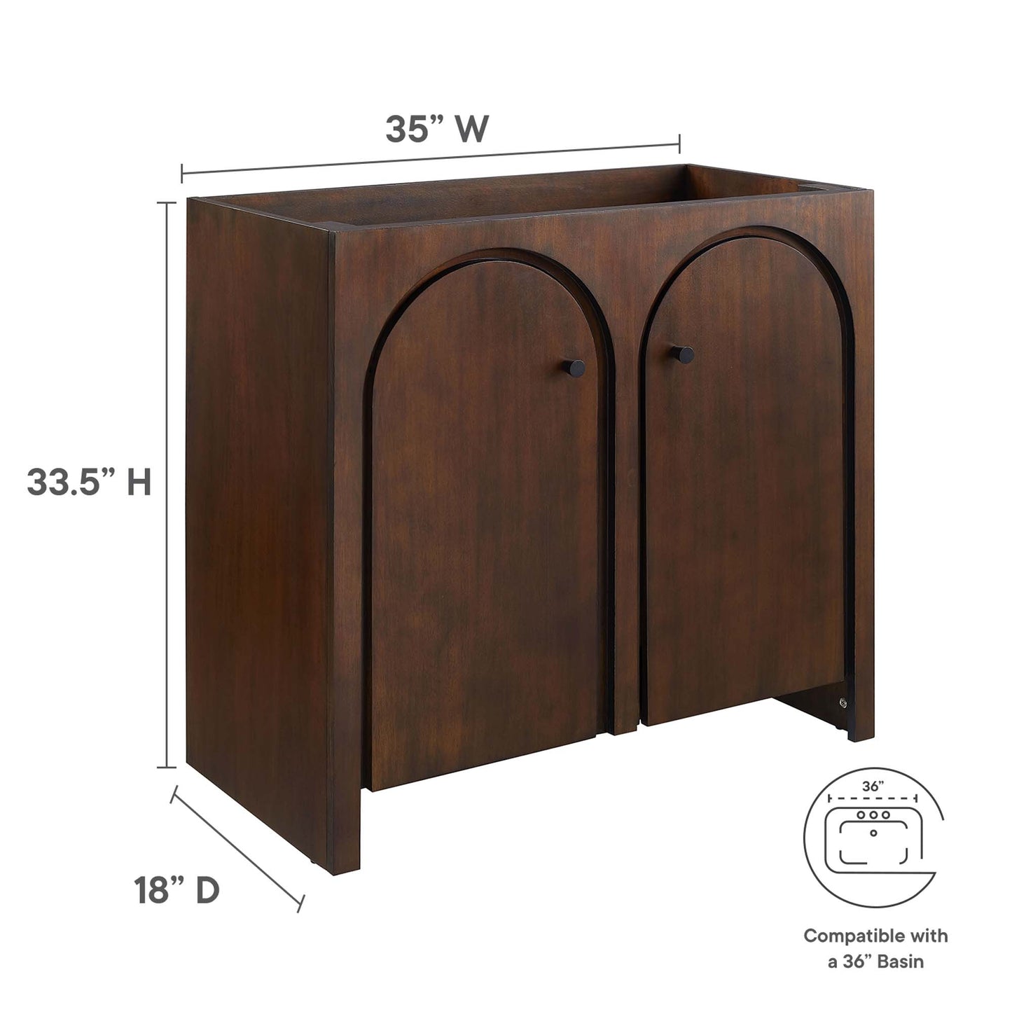 Modway - Appia 36" Bathroom Vanity Cabinet (Sink Basin Not Included) by Modway  Bathroom Vanities Brown - EEI-6540-WAL