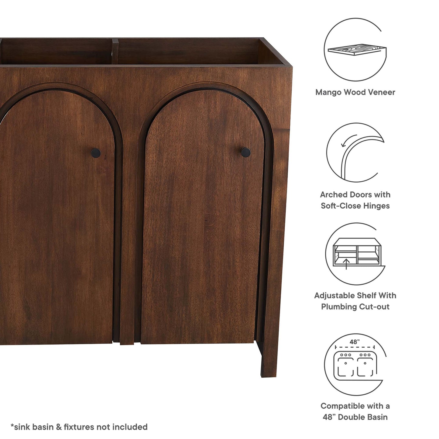 Modway - Appia 48" Bathroom Vanity Cabinet (Sink Basin Not Included) by Modway  Bathroom Vanities Brown - EEI-6541-WAL