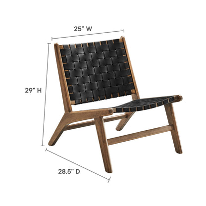 Modway - Saoirse Leather Wood Accent Lounge Chair by Modway  Living Room Sofas and Armchairs Black - EEI-6542-WAL-BLK