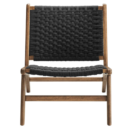 Modway - Saoirse Woven Rope Wood Accent Lounge Chair by Modway  Living Room Sofas and Armchairs Black - EEI-6543-WAL-BLK