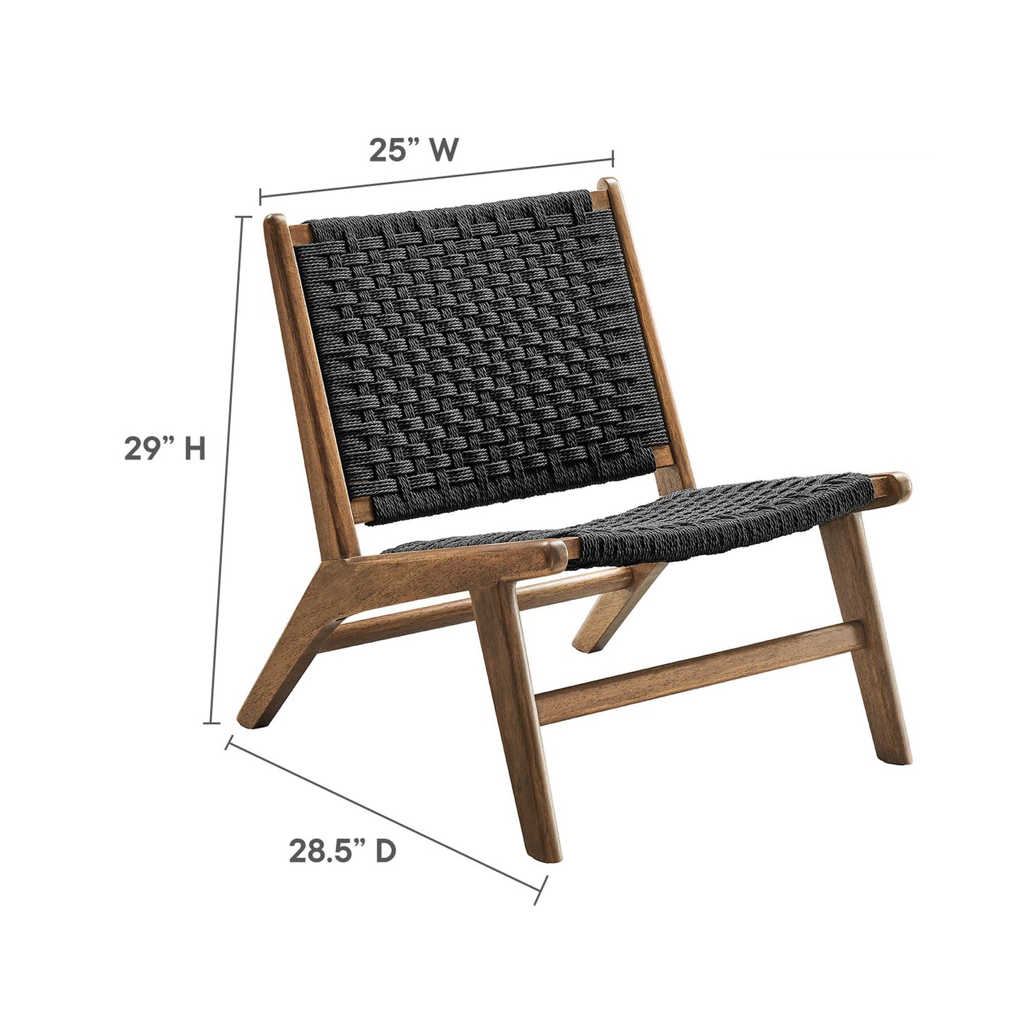 Modway - Saoirse Woven Rope Wood Accent Lounge Chair by Modway  Living Room Sofas and Armchairs Black - EEI-6543-WAL-BLK