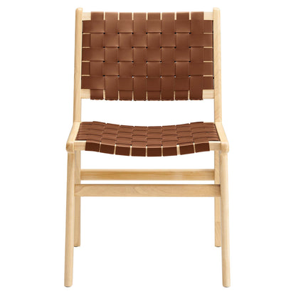 Modway - Saoirse Leather Wood Dining Side Chair Set of 2 by Modway  Bar and Dining Dining Chairs Brown - EEI-6544-NAT-BRN