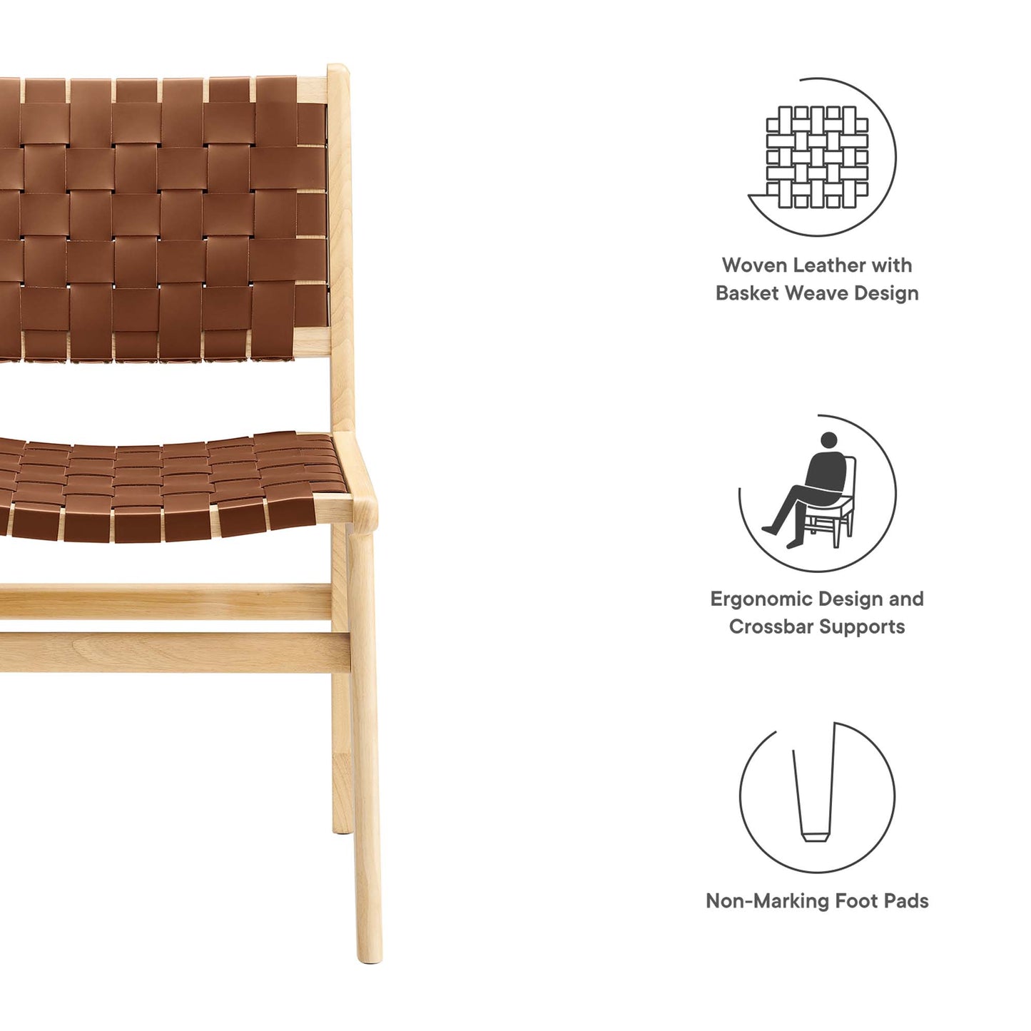 Modway - Saoirse Leather Wood Dining Side Chair Set of 2 by Modway  Bar and Dining Dining Chairs Brown - EEI-6544-NAT-BRN