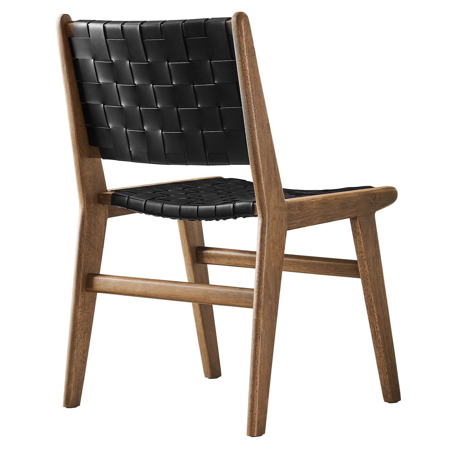 Modway - Saoirse Leather Wood Dining Side Chair Set of 2 by Modway  Bar and Dining Dining Chairs Black - EEI-6544-WAL-BLK