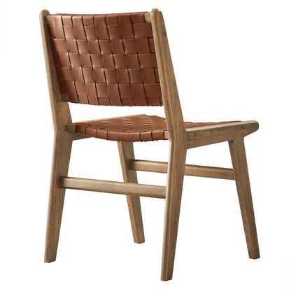 Modway - Saoirse Leather Wood Dining Side Chair Set of 2 by Modway  Bar and Dining Dining Chairs Brown - EEI-6544-WAL-BRN
