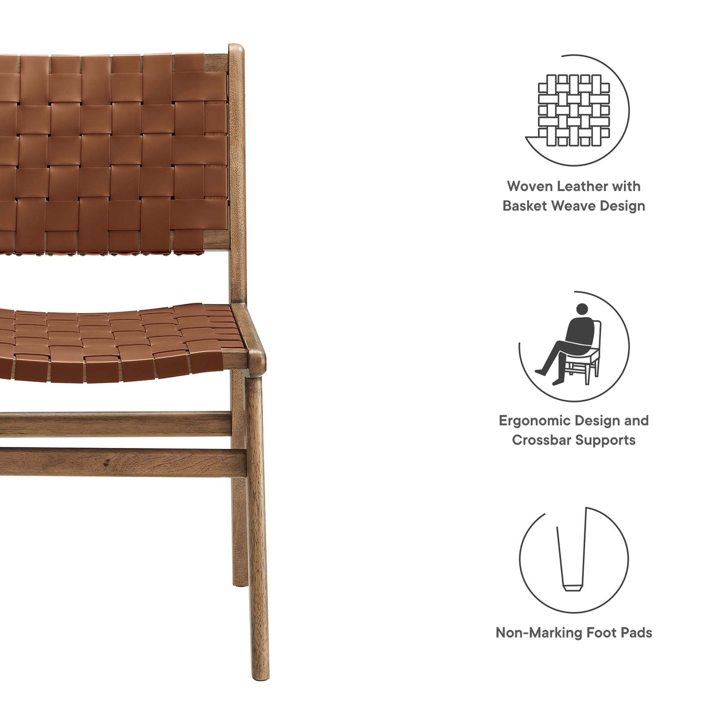 Modway - Saoirse Leather Wood Dining Side Chair Set of 2 by Modway  Bar and Dining Dining Chairs Brown - EEI-6544-WAL-BRN