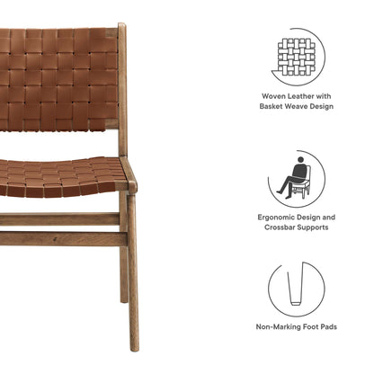 Modway - Saoirse Leather Wood Dining Side Chair Set of 2 by Modway  Bar and Dining Dining Chairs Brown - EEI-6544-WAL-BRN