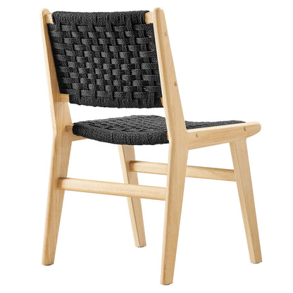 Modway - Saoirse Woven Rope Wood Dining Side Chair Set of 2 by Modway  Bar and Dining Dining Chairs Black - EEI-6545-NAT-BLK