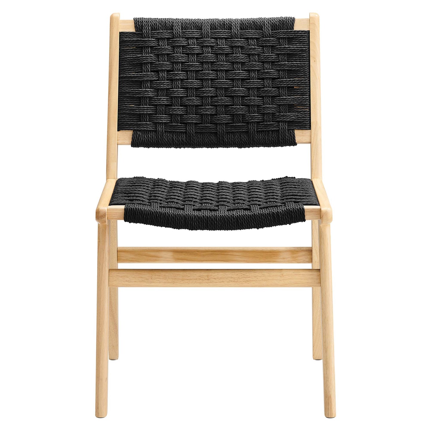 Modway - Saoirse Woven Rope Wood Dining Side Chair Set of 2 by Modway  Bar and Dining Dining Chairs Black - EEI-6545-NAT-BLK