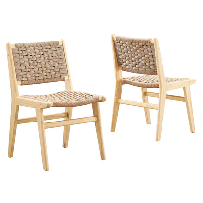 Modway - Saoirse Woven Rope Wood Dining Side Chair Set of 2 by Modway  Bar and Dining Dining Chairs Brown - EEI-6545-NAT-NAT