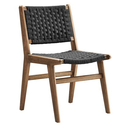 Modway - Saoirse Woven Rope Wood Dining Side Chair Set of 2 by Modway  Bar and Dining Dining Chairs Black - EEI-6545-WAL-BLK