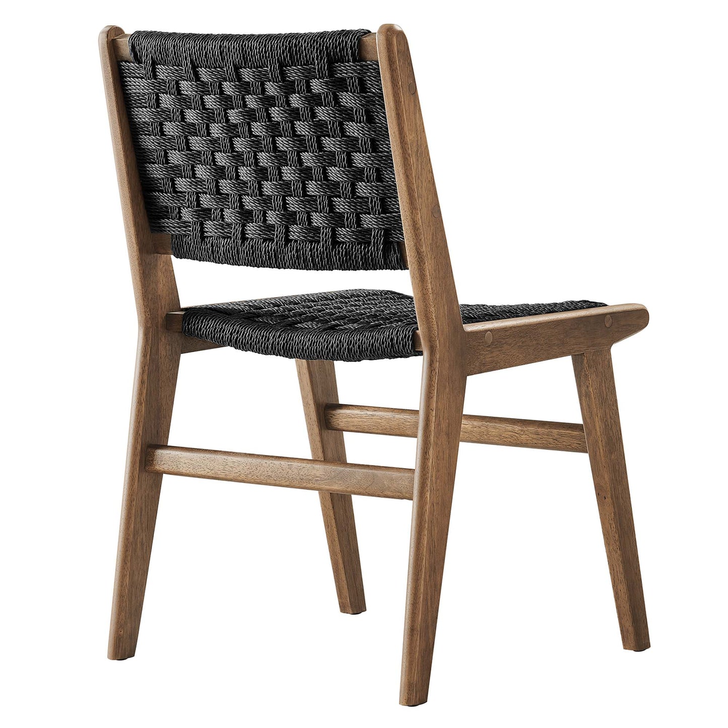 Modway - Saoirse Woven Rope Wood Dining Side Chair Set of 2 by Modway  Bar and Dining Dining Chairs Black - EEI-6545-WAL-BLK