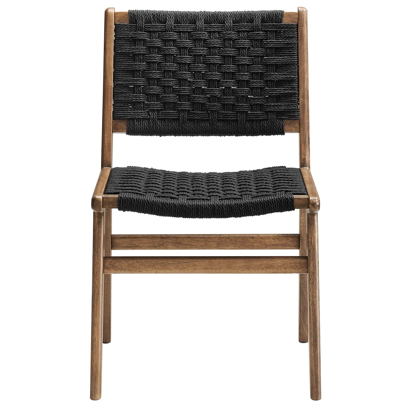 Modway - Saoirse Woven Rope Wood Dining Side Chair Set of 2 by Modway  Bar and Dining Dining Chairs Black - EEI-6545-WAL-BLK