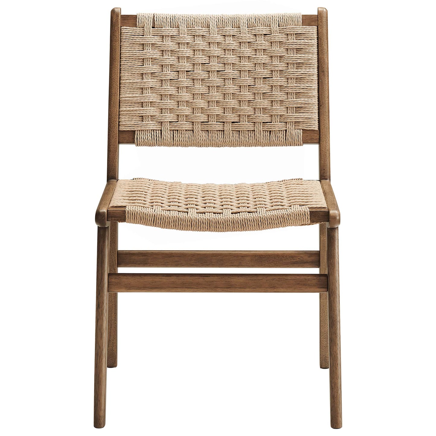 Modway - Saoirse Woven Rope Wood Dining Side Chair Set of 2 by Modway  Bar and Dining Dining Chairs Brown - EEI-6545-WAL-NAT