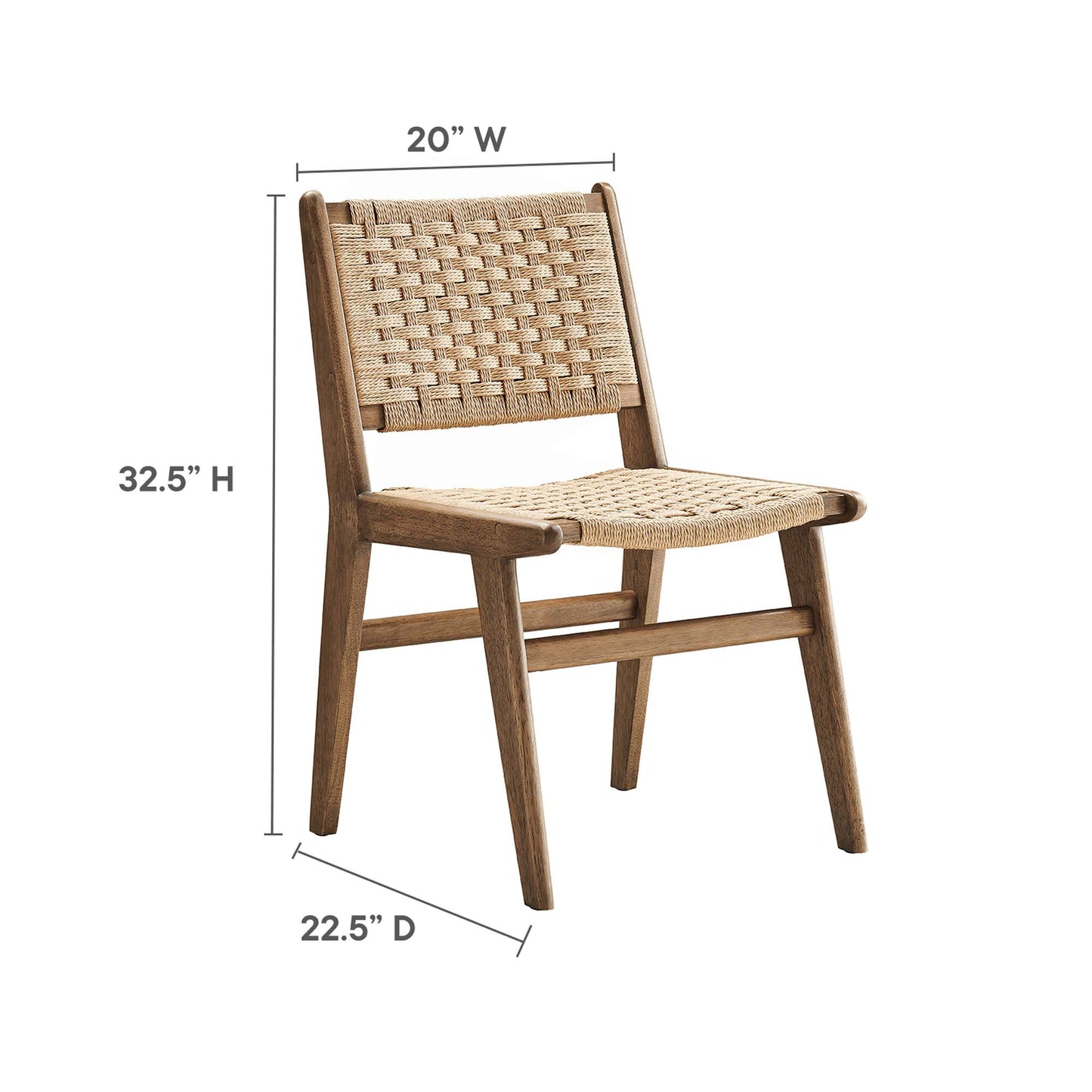 Modway - Saoirse Woven Rope Wood Dining Side Chair Set of 2 by Modway  Bar and Dining Dining Chairs Brown - EEI-6545-WAL-NAT