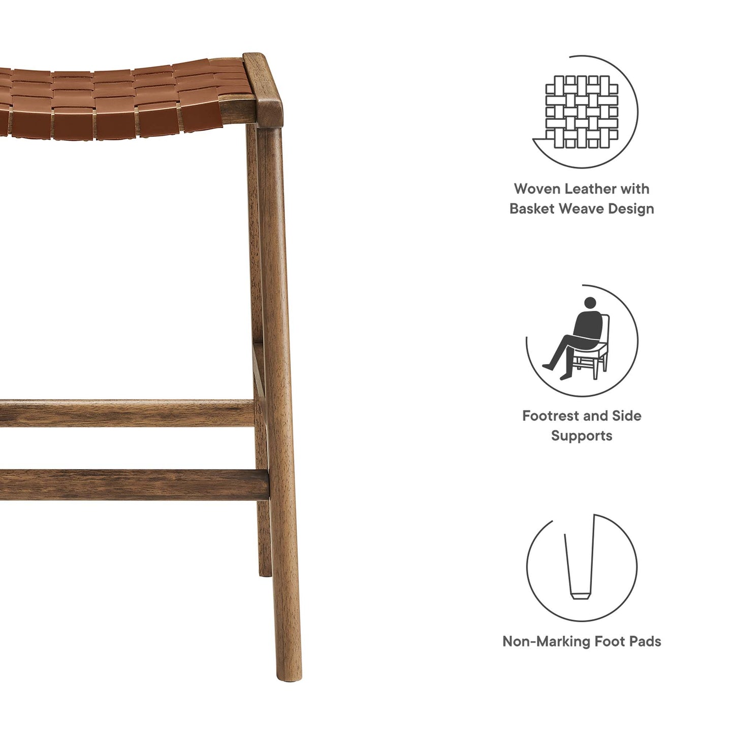 Modway - Saoirse Faux Leather Wood Counter Stool Set of 2 by Modway  Bar and Dining Bar and Counter Stools Brown - EEI-6547-WAL-BRN