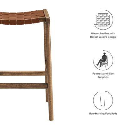 Modway - Saoirse Faux Leather Wood Counter Stool Set of 2 by Modway  Bar and Dining Bar and Counter Stools Brown - EEI-6547-WAL-BRN