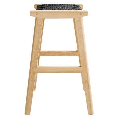 Modway Outlet Saoirse Woven Rope Wood Counter Stool Set of 2 by Modway  Bar and Dining Furniture Natural Black - EEI-6548-NAT-BLK