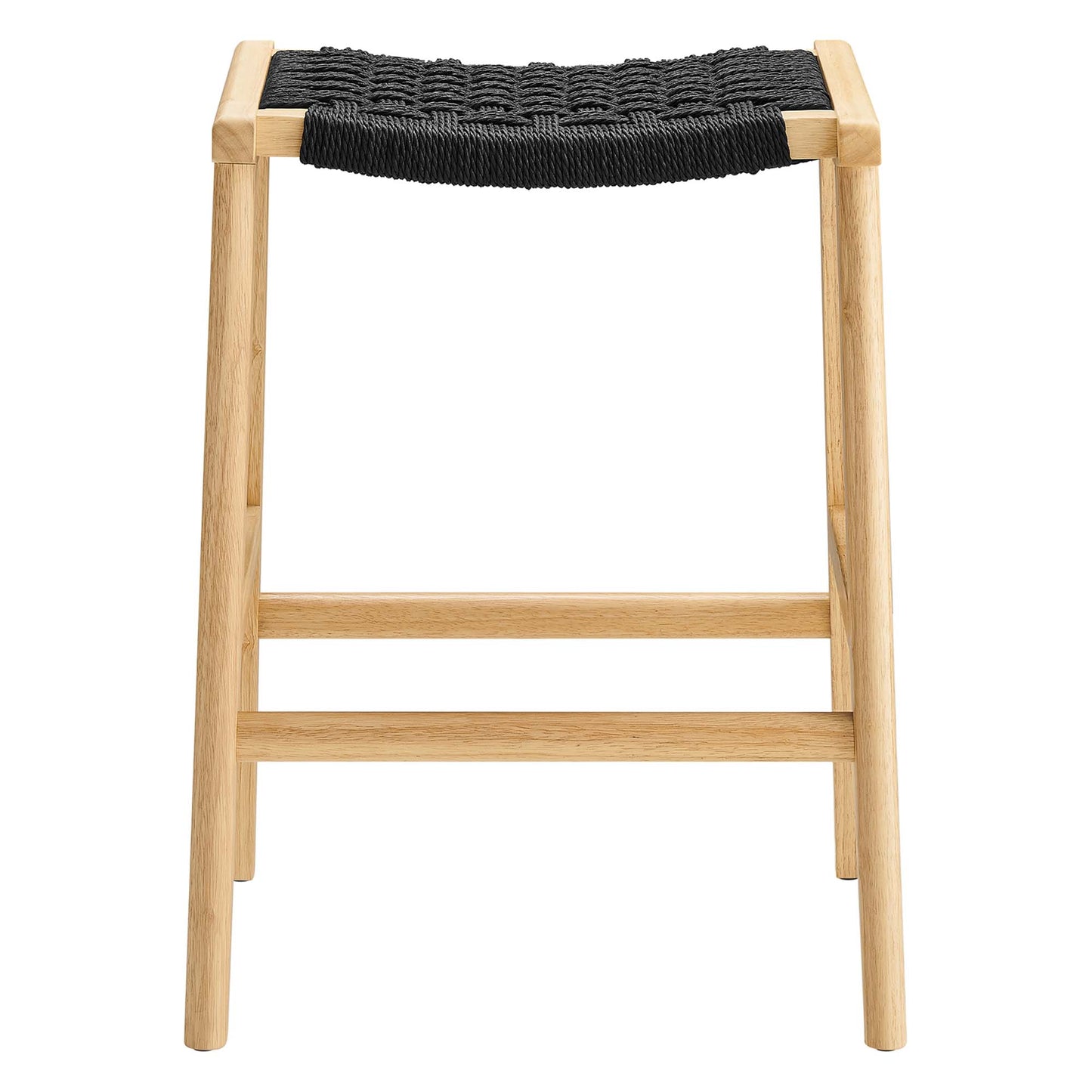 Modway Outlet Saoirse Woven Rope Wood Counter Stool Set of 2 by Modway  Bar and Dining Furniture Natural Black - EEI-6548-NAT-BLK