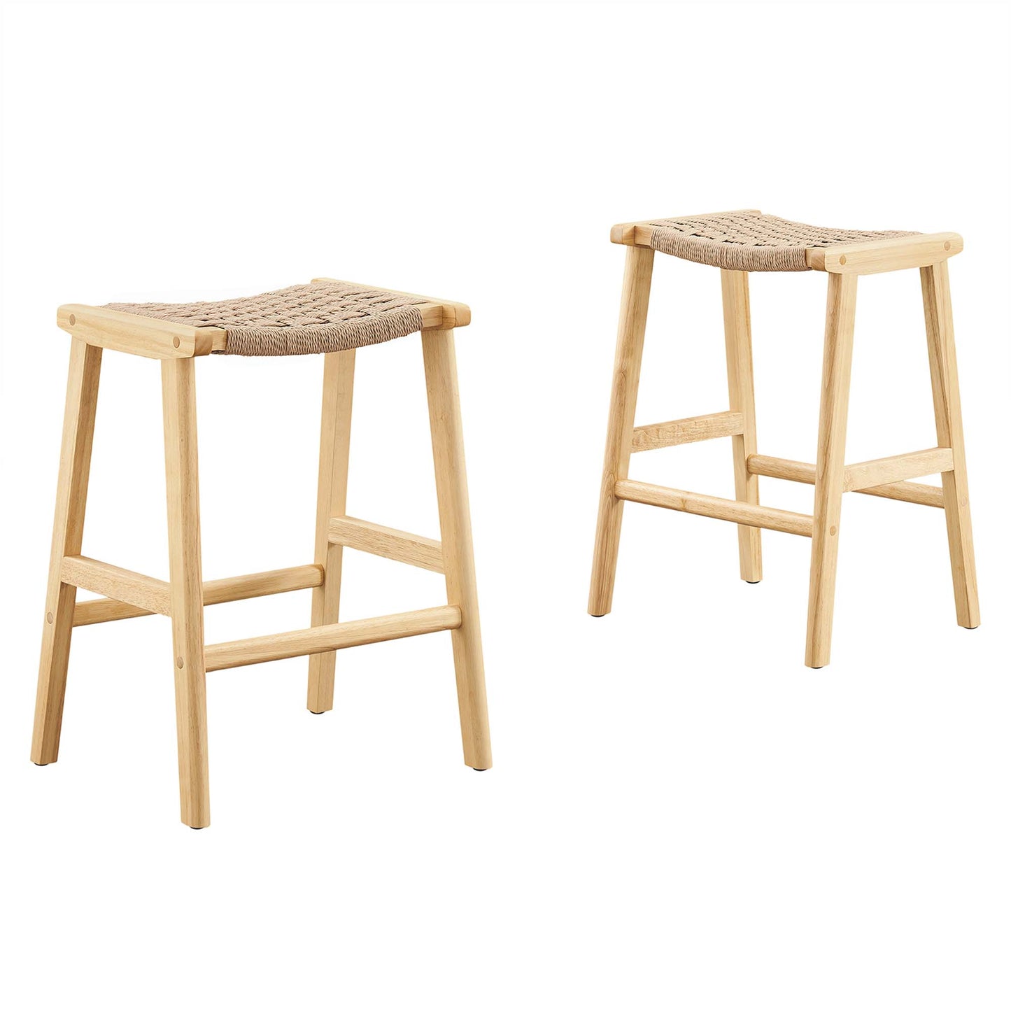 Modway - Saoirse Woven Rope Wood Counter Stool Set of 2 by Modway  Bar and Dining Bar and Counter Stools Brown - EEI-6548-NAT-NAT