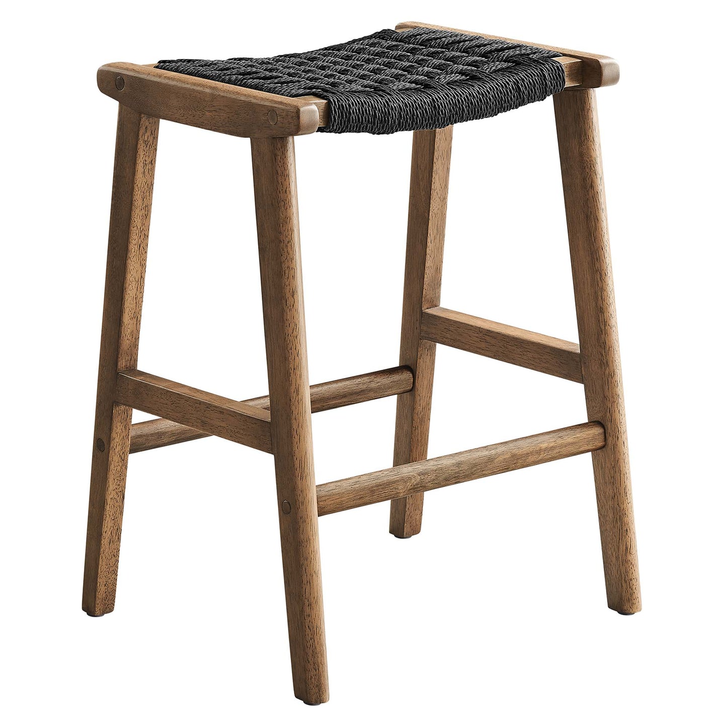 Modway - Saoirse Woven Rope Wood Counter Stool Set of 2 by Modway  Bar and Dining Bar and Counter Stools Black - EEI-6548-WAL-BLK